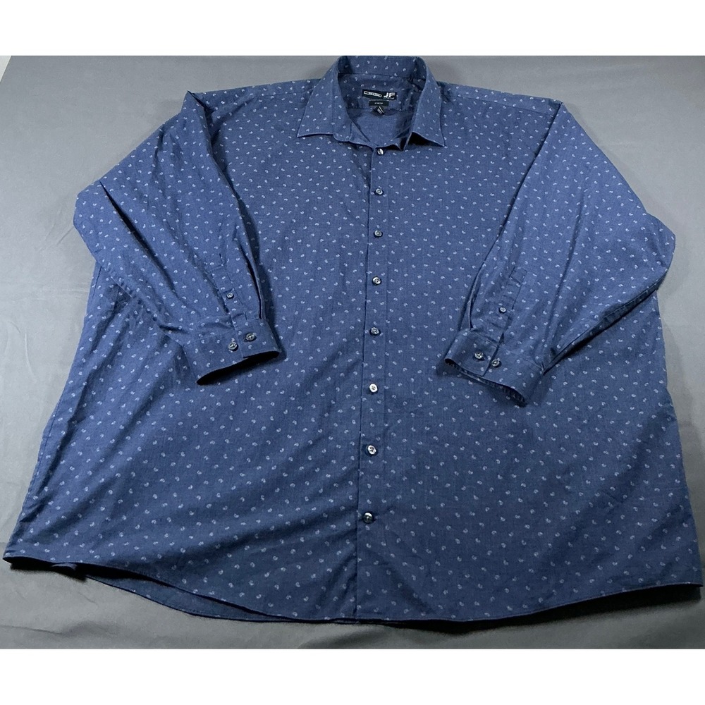 J. Ferrar Big & Tall Mens Blue Paisley Stretch Slim Fit Shirt 20 34-35 3XL